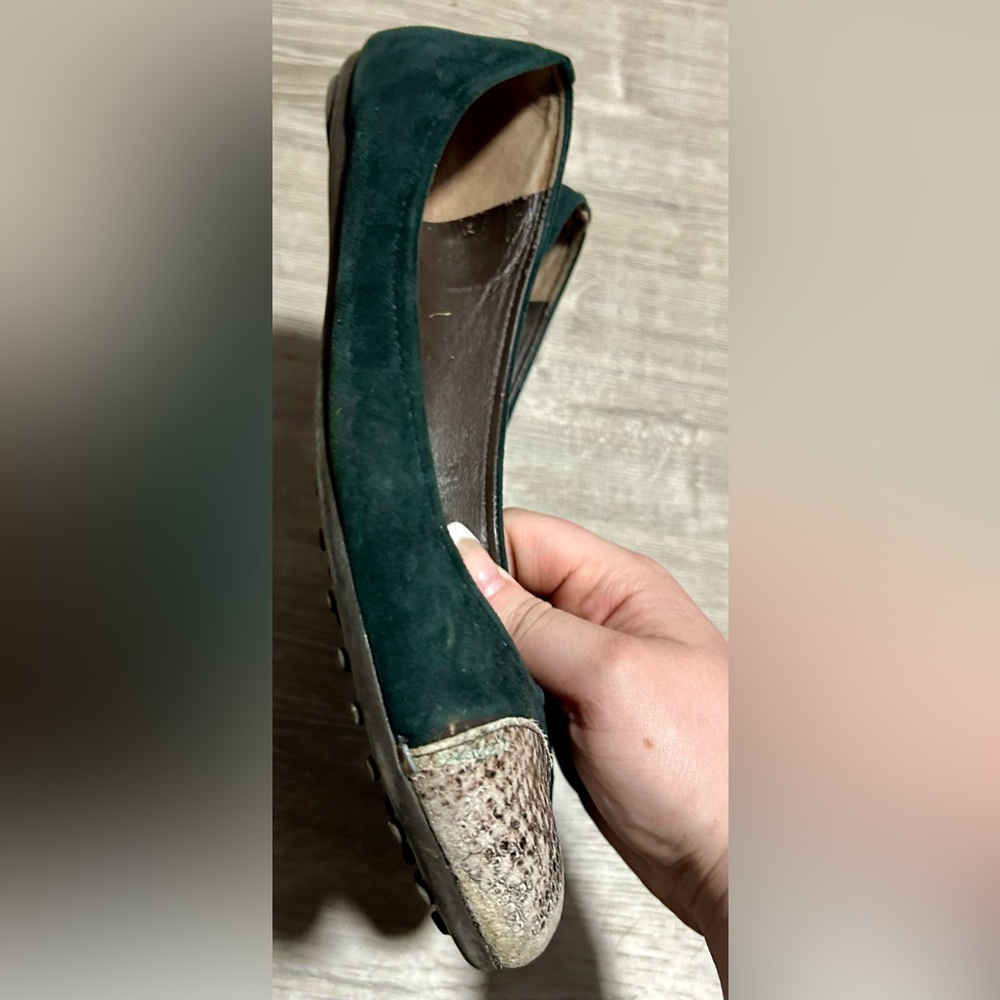 Tory Burch Suede Python Flats Size 11 - image 4